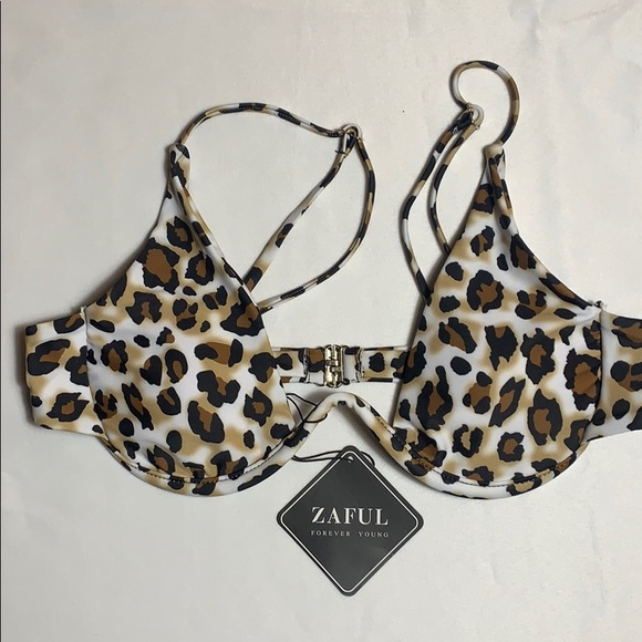 NWT Leopard Print Zaful Bikini Top - Picture 2 of 4